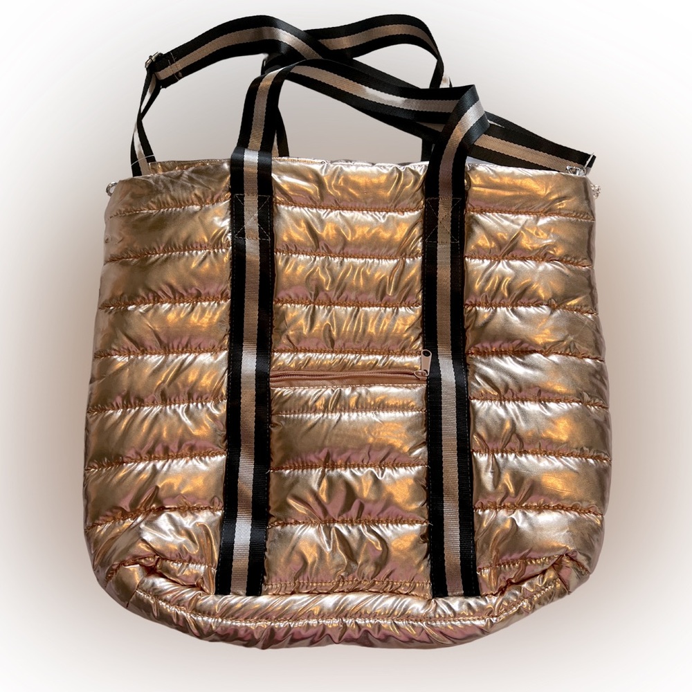 NWOT Gold shimmer puffer style tote bag